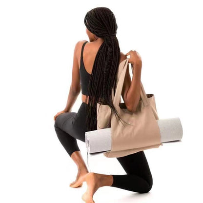 Canvas Tote Bag with Yoga Mat Carrier Pocket