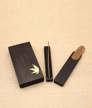 Portable Wood Incense Burner with Handmade bag and Incense Sticks