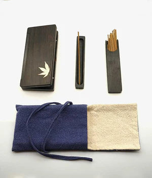 Portable Wood Incense Burner with Handmade bag and Incense Sticks