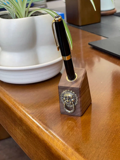 Black Walnut Irregular Oblique Pen Holder